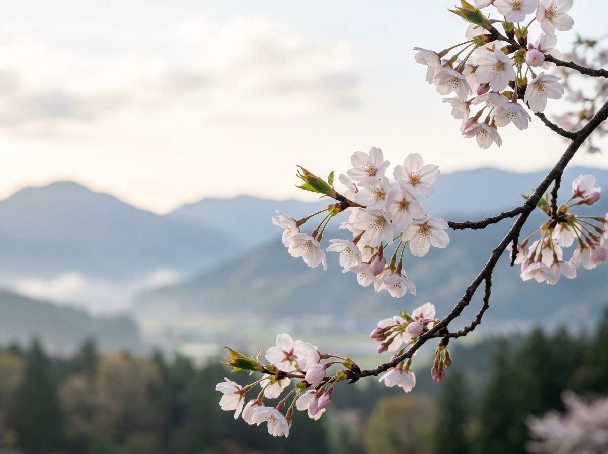 Delicate white cherry blossoms in spring