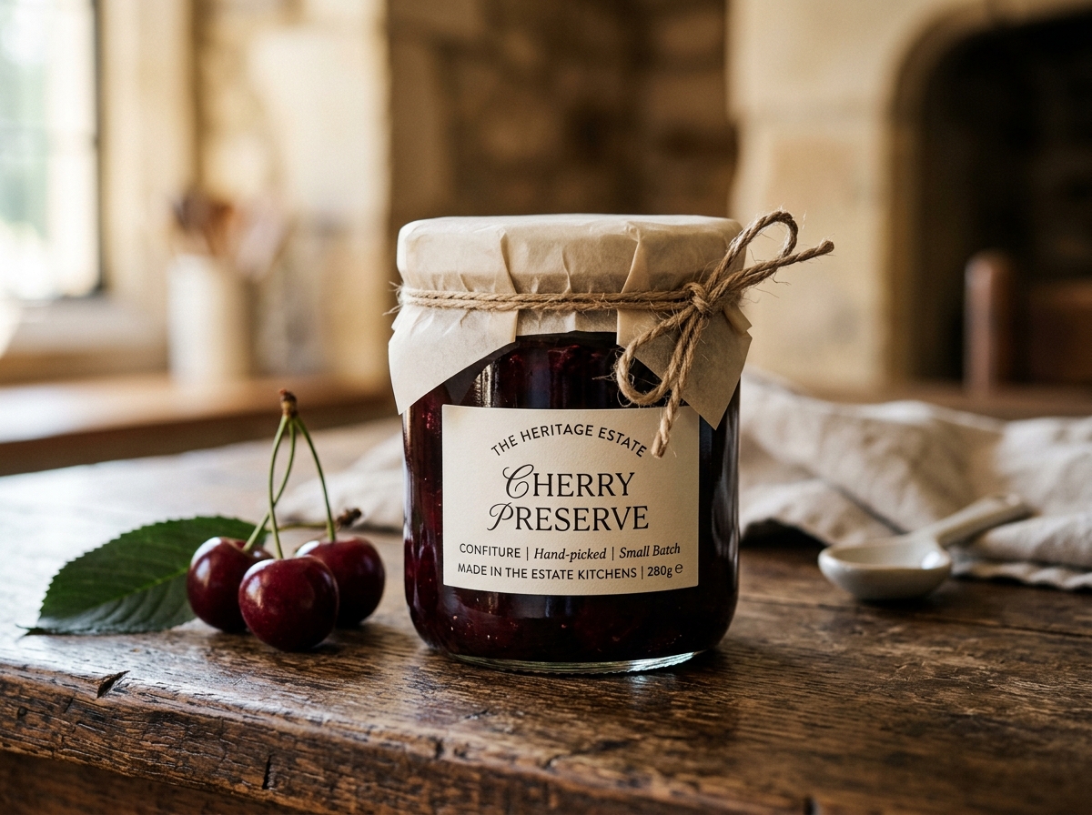 Artisanal jar of cherry preserves