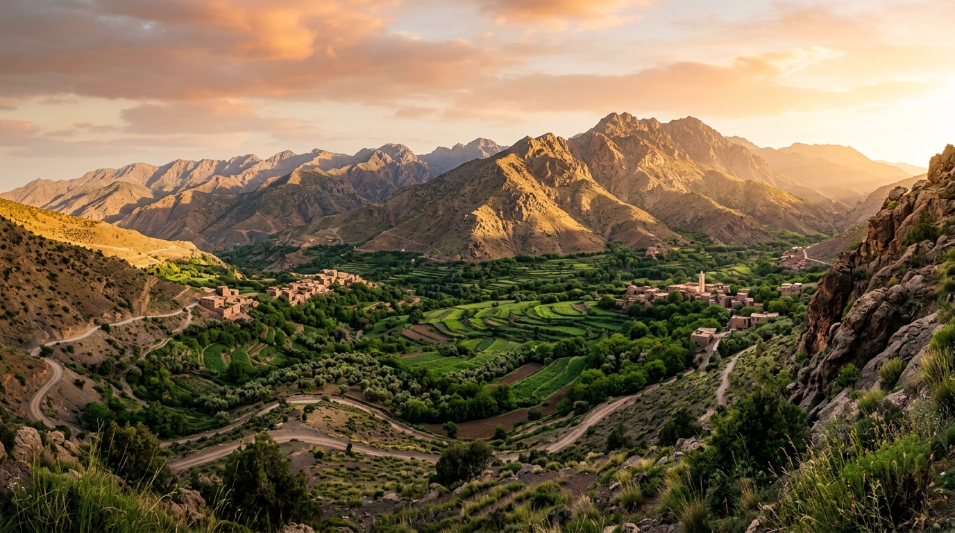 Panoramic view of Naour and the Atlas Mountain foothills